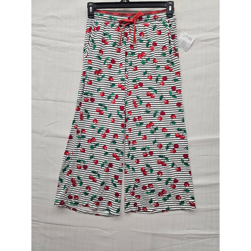 Jockey Generation Women S Pajama Pants Cherry Stripe Wide Leg Soft Touch Luxe‎